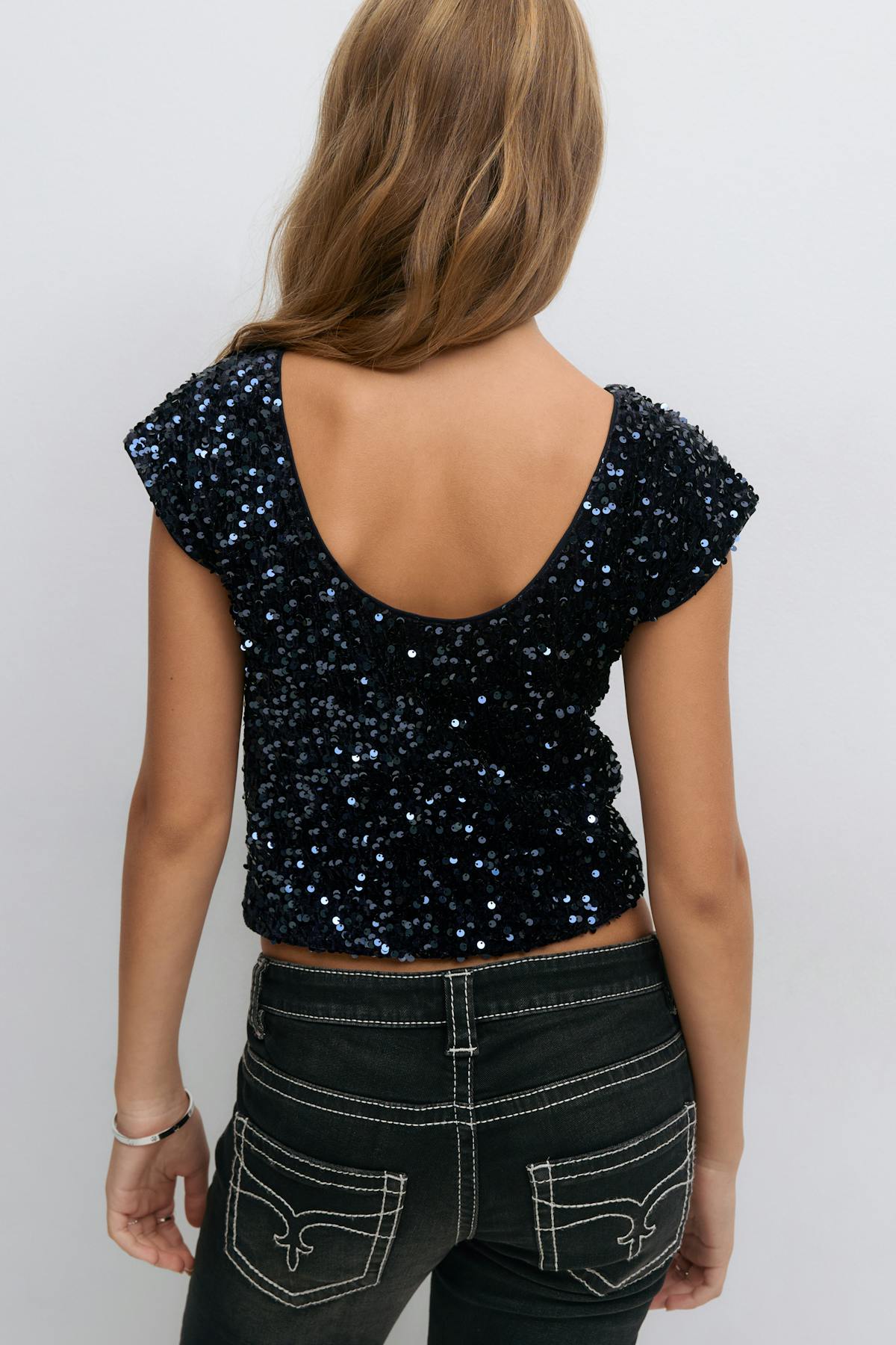 Y sequin top - Bleu