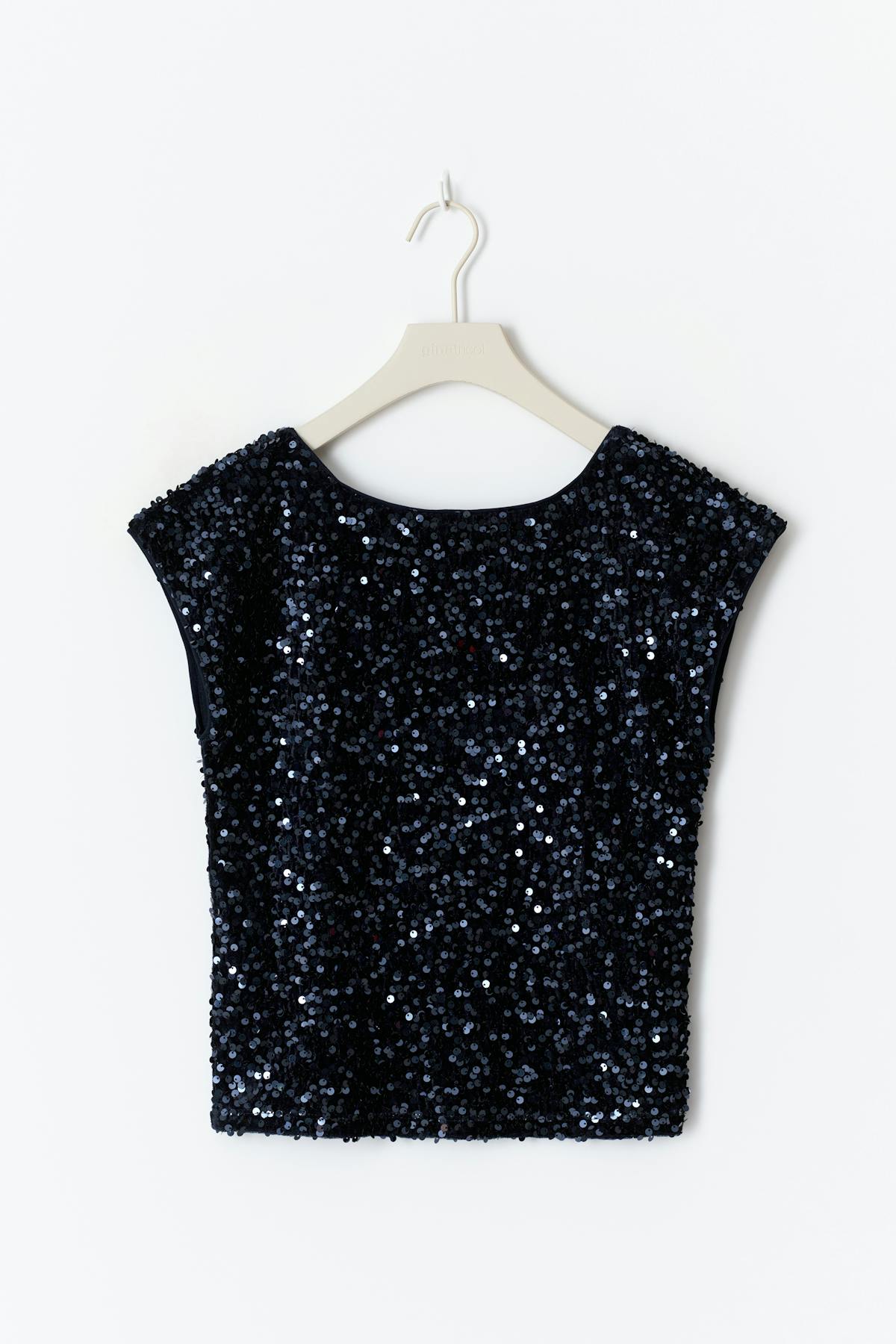Y sequin top - Bleu