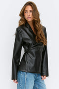 Pu wrap blazer - Noir