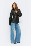 Pu wrap blazer - Noir