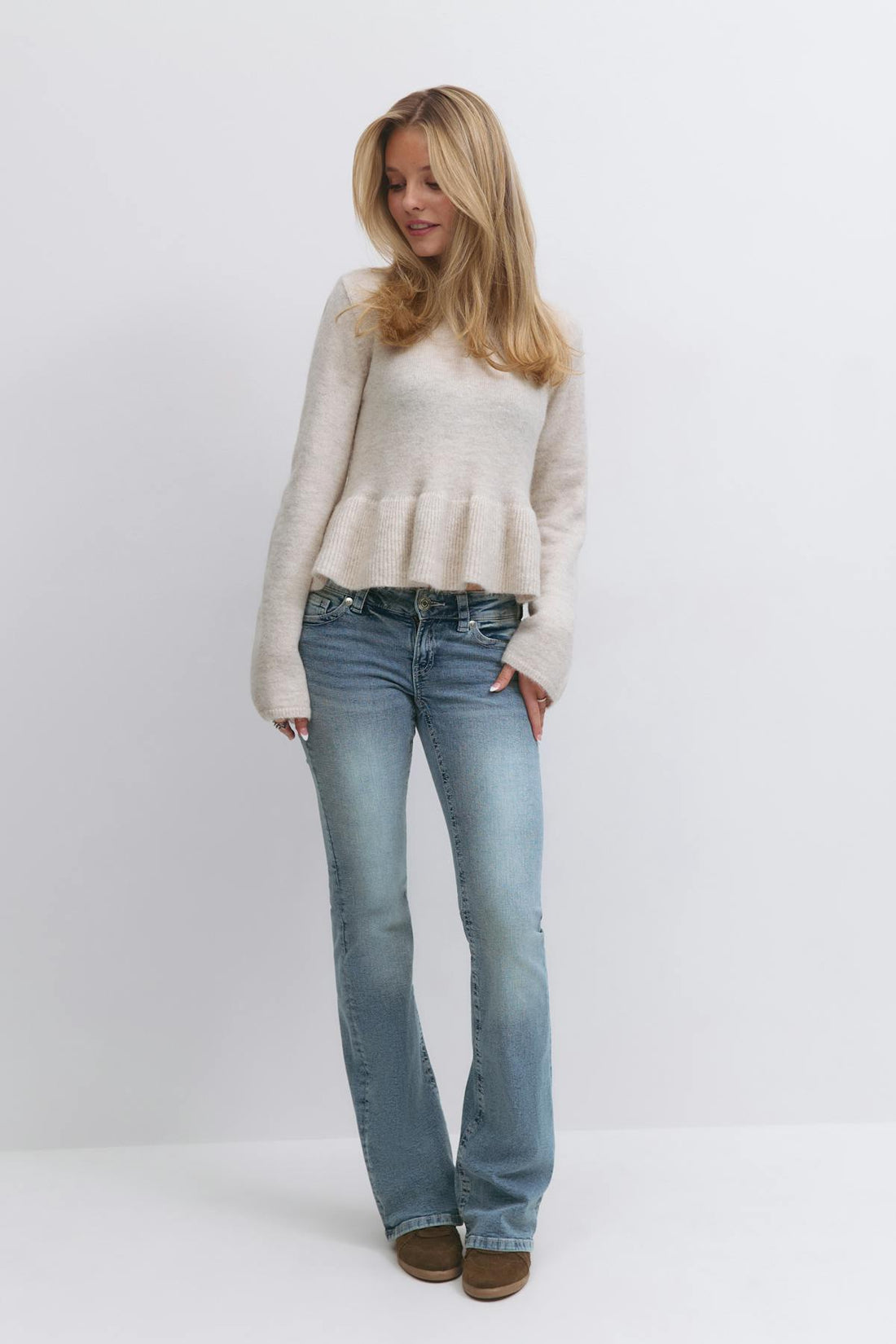 Y dixie low flare jeans - Mid blue