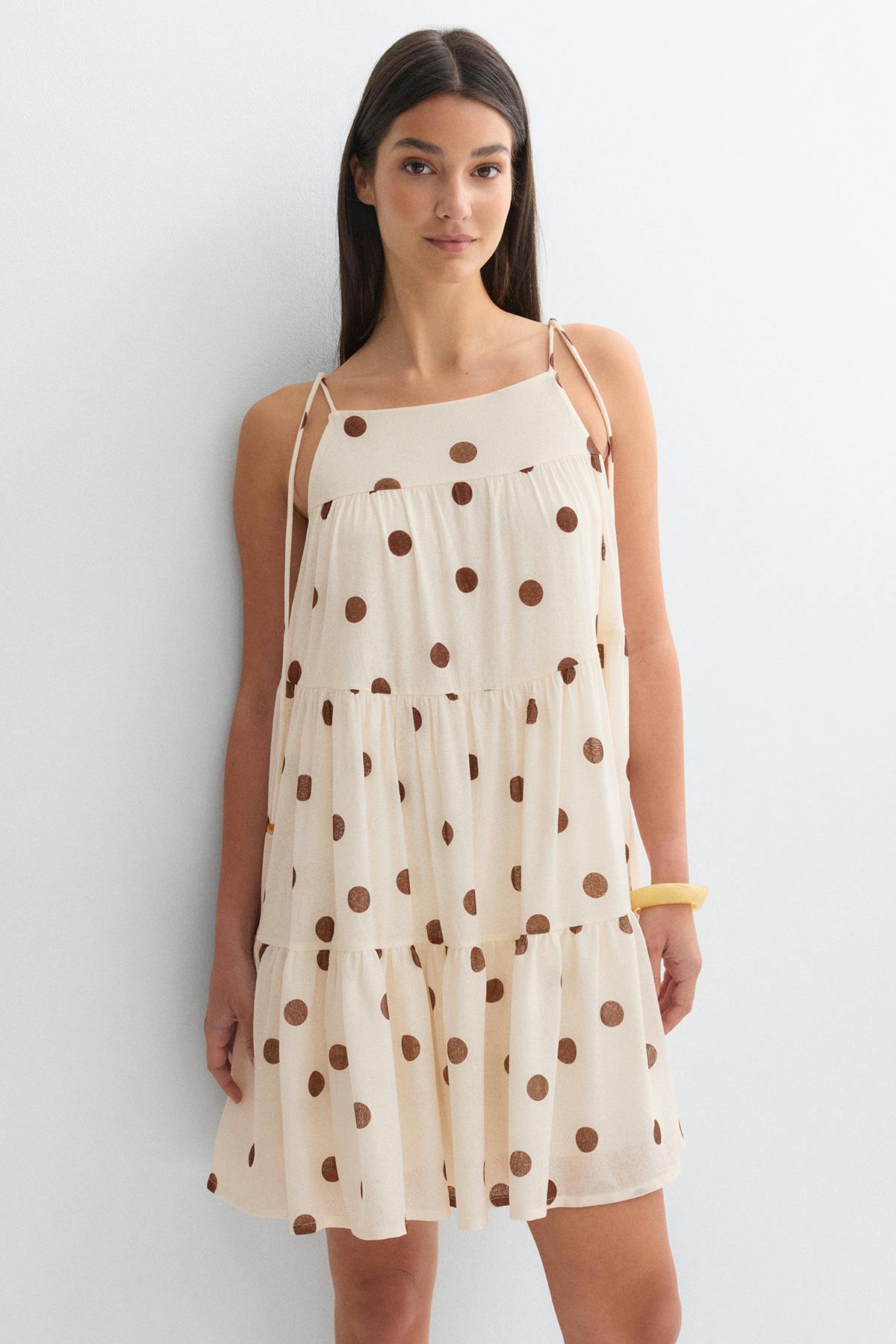 Flowy strap detail dress - Poppy aop