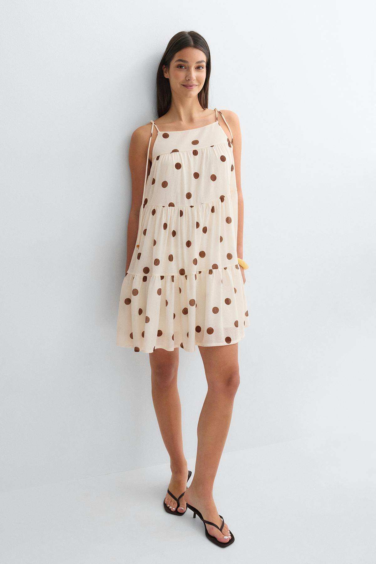 Flowy strap detail dress - Ab crystal