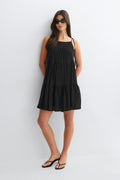 Flowy strap detail dress - Noir