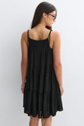 Flowy strap detail dress - Noir