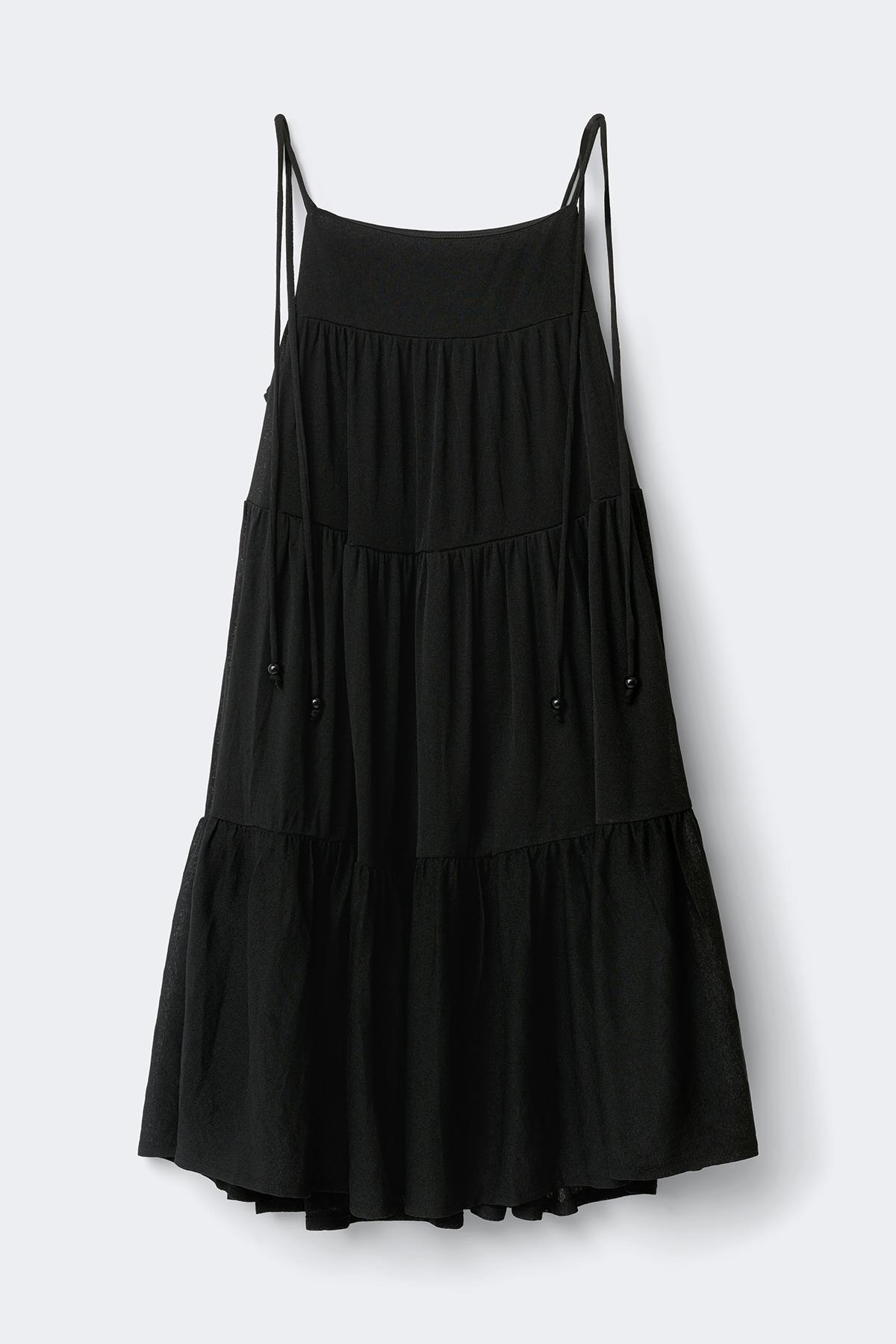 Flowy strap detail dress - Noir