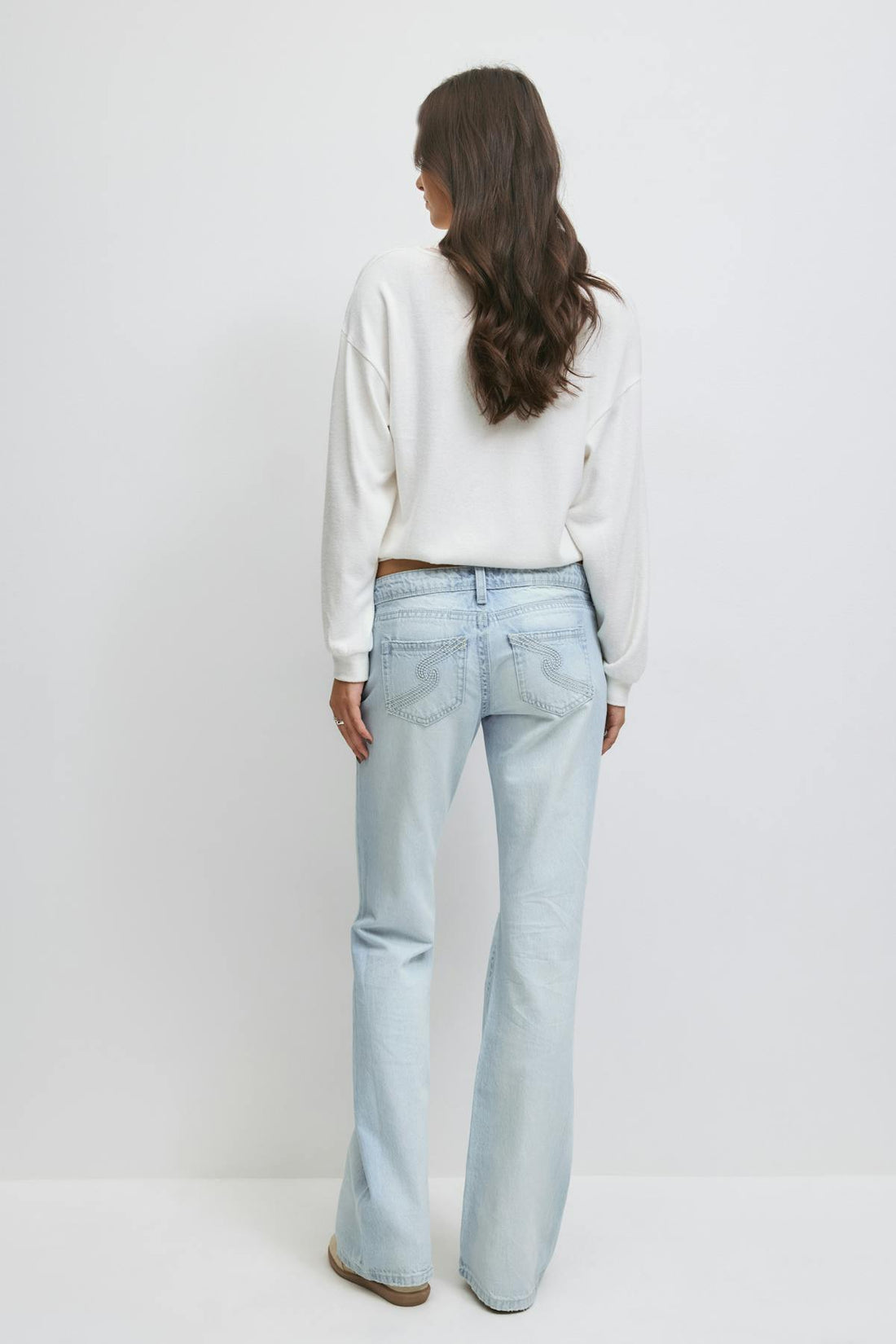 14+ loose bootcut jeans tall - Lt blue destroy