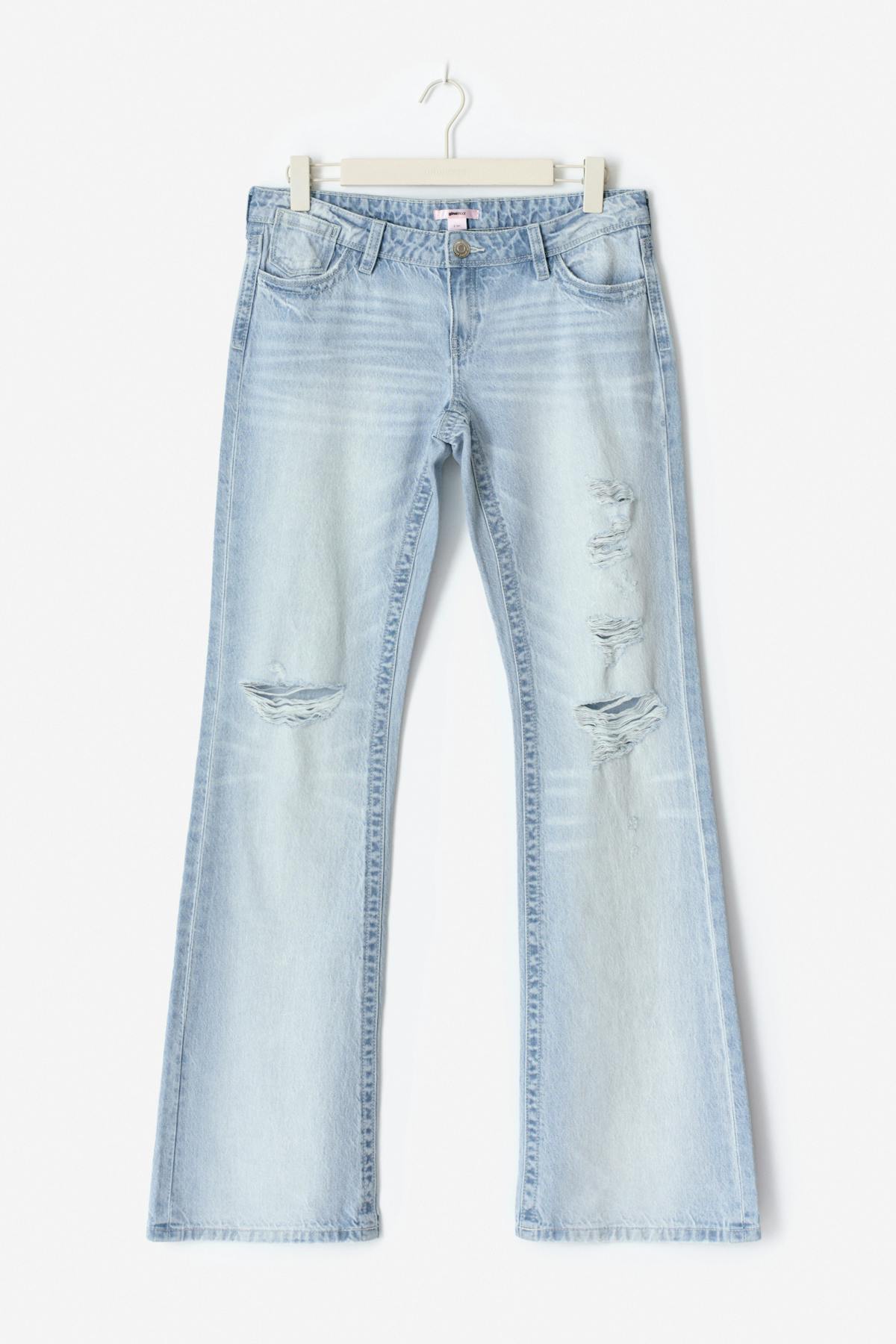 14+ loose bootcut jeans tall - Lt blue destroy