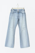 Low waist loose bootcut jeans - Lt blue destroy