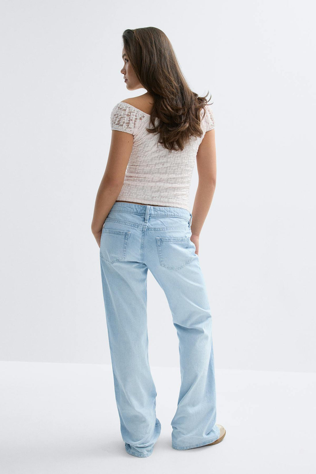 Y low loose bootcut jeans tall - Bleu