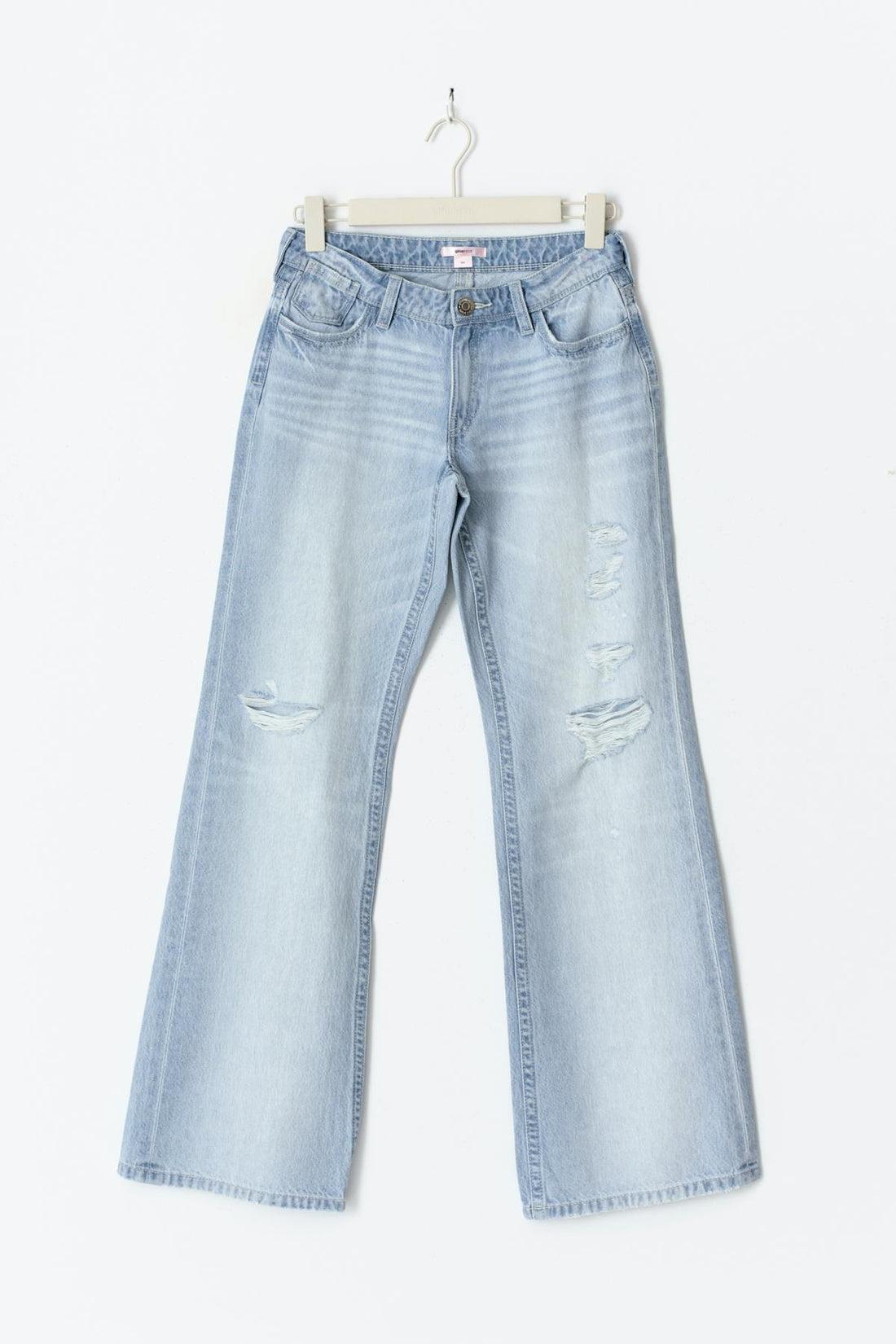 Y low loose bootcut jeans tall - Lt blue destroy