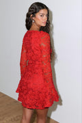 Embroidery mini dress - Rouge