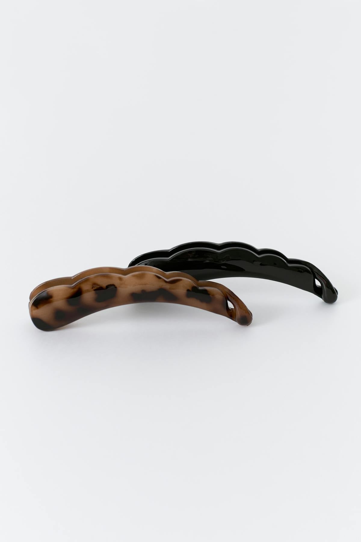 2-pack banana hair clip - Offwhite/brown