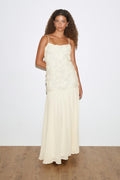 Embroidery dropped waist dress - Noir