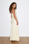 Embroidery dropped waist dress - Noir
