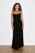 Embroidery dropped waist dress - Noir