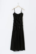 Embroidery dropped waist dress - Noir