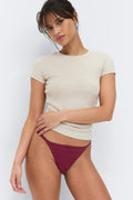 3-pack cotton picot thong - Black/white dot