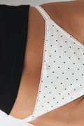 3-pack cotton picot thong - Black/white dot