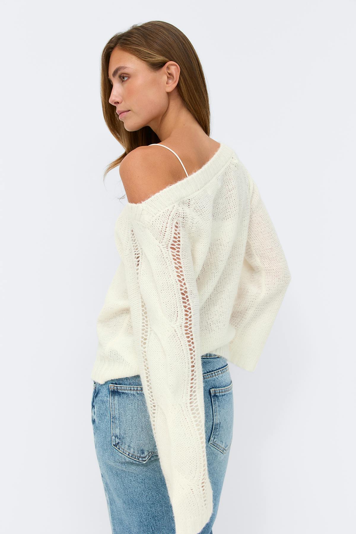 Oversized knitted sweater - Blanc cassé
