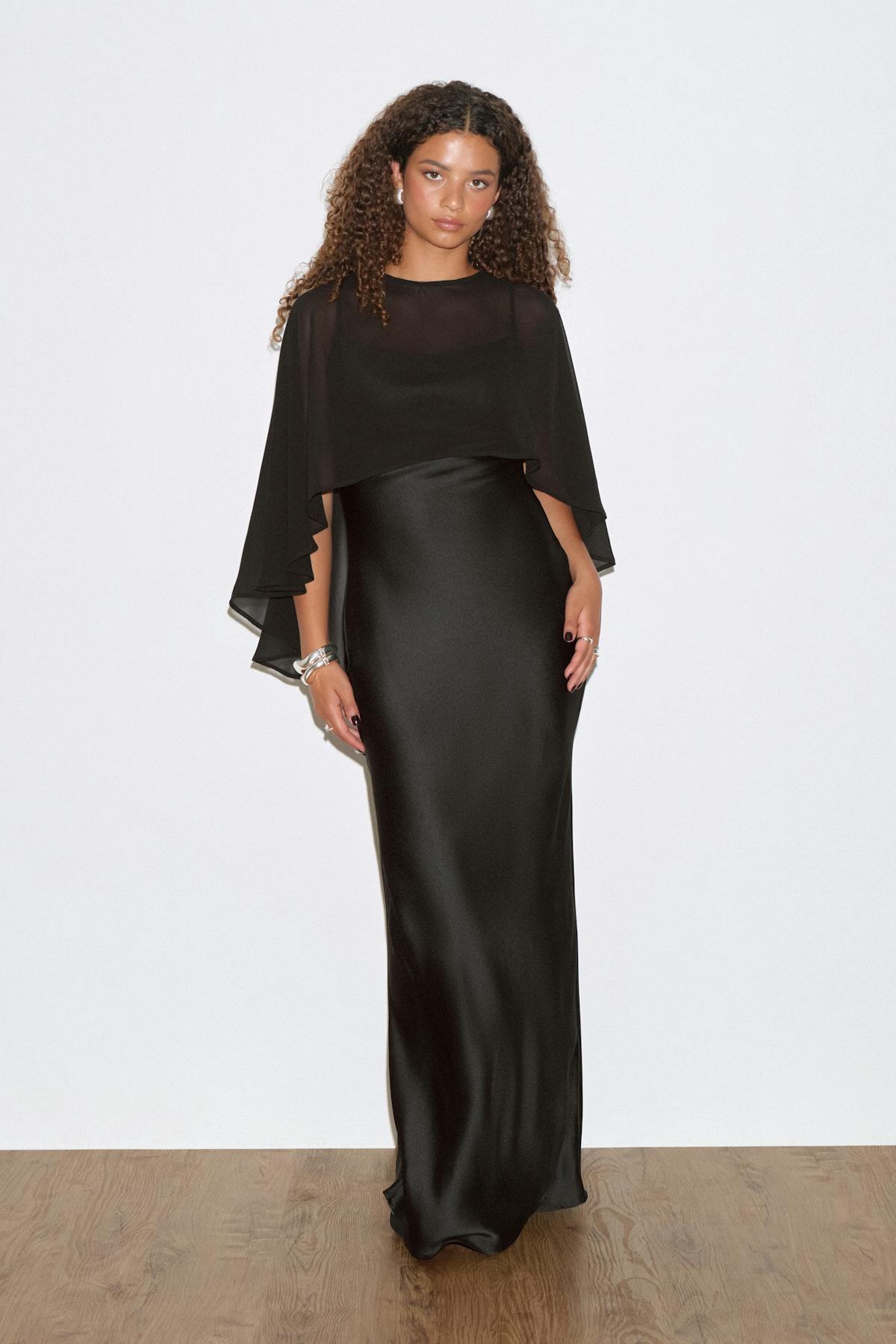Cape maxi dress - Noir