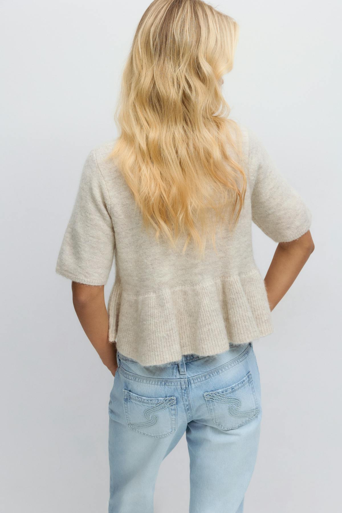 14+ knitted peplum top - Oat melange