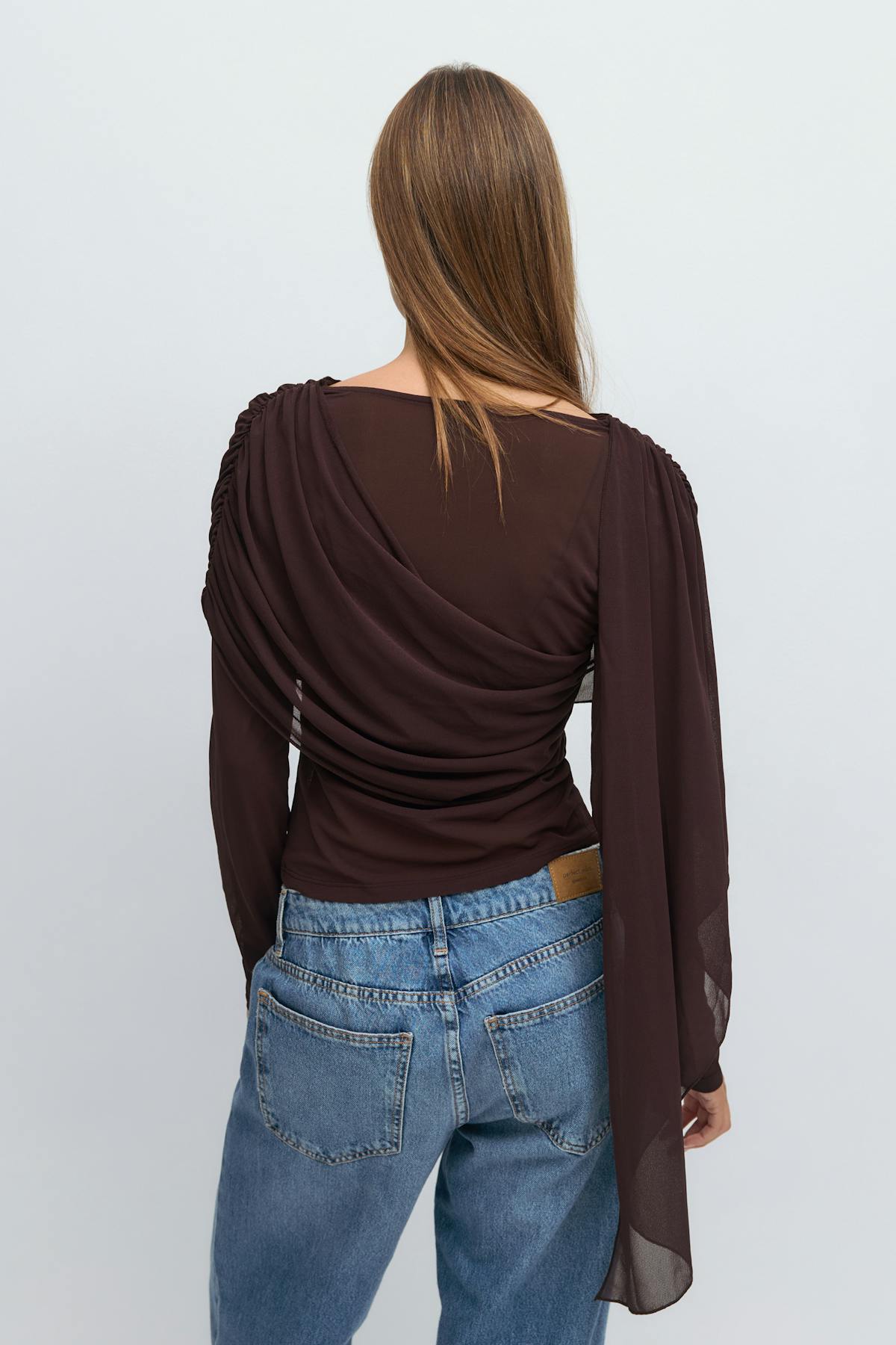 Long sleeve shawl top - Chocolate plum