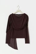 Long sleeve shawl top - Chocolate plum