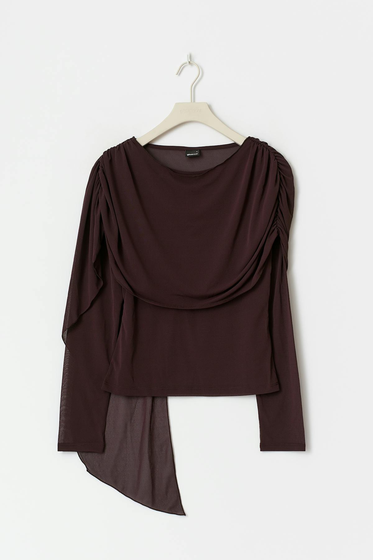 Long sleeve shawl top - Chocolate plum