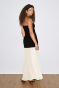 Sleeveless dropped waist dress - Black/creme