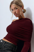 Off shoulder mesh top - Bordeaux