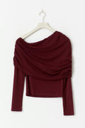 Off shoulder mesh top - Bordeaux