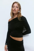 Off shoulder mesh top - Noir