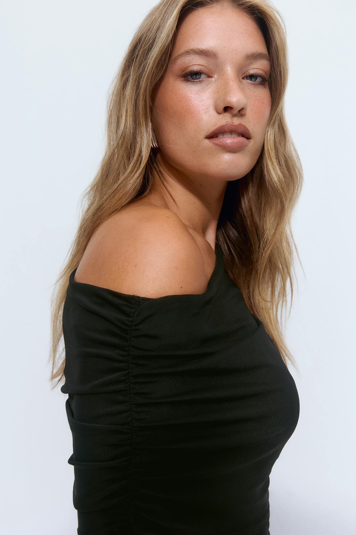 Off shoulder mesh top - Noir