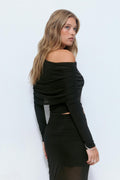 Off shoulder mesh top - Noir