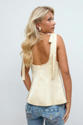 14+ satin tie top - Jaune clair