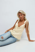 14+ satin tie top - Jaune clair