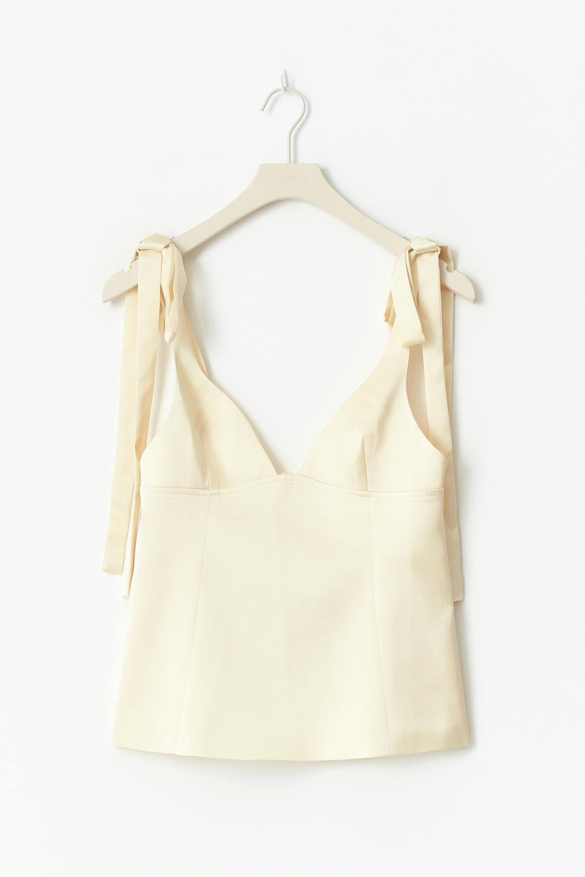 14+ satin tie top - Jaune clair