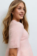Y knitted peplum top - Primrose pink