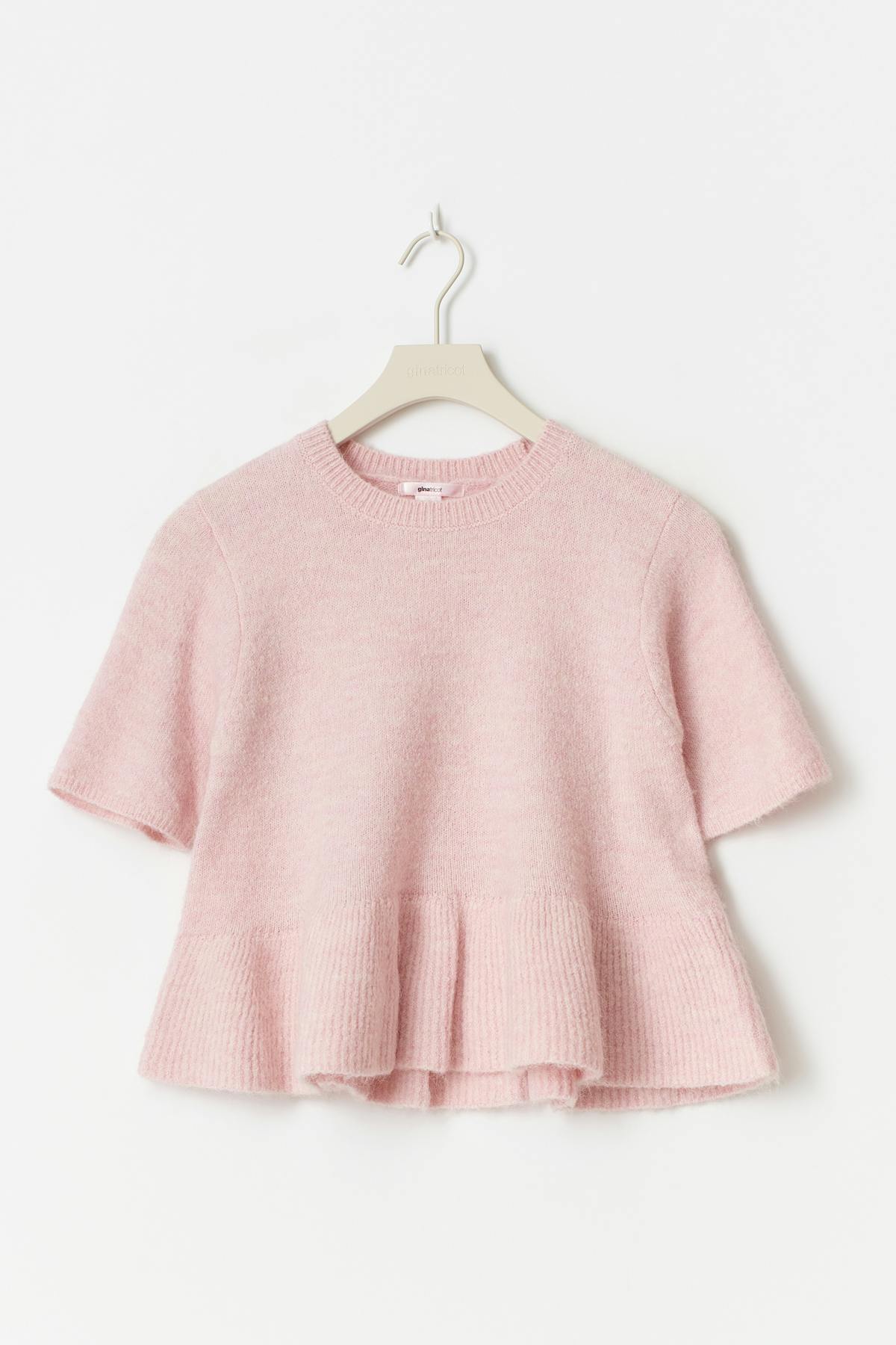 Y knitted peplum top - Primrose pink