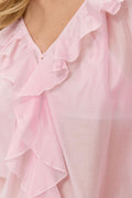 frill blouse - Rose clair