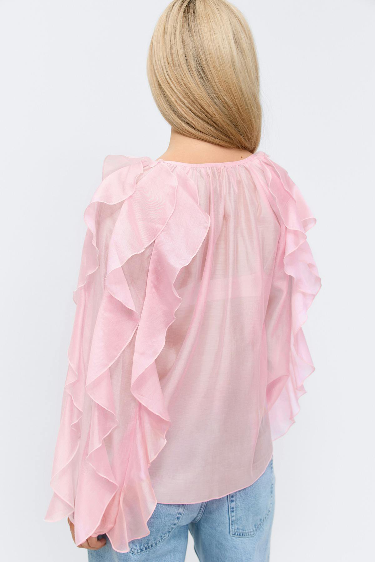 frill blouse - Rose clair