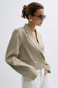 Short double breasted blazer - Sand beige