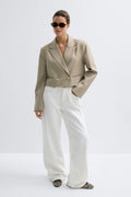 Short double breasted blazer - Sand beige