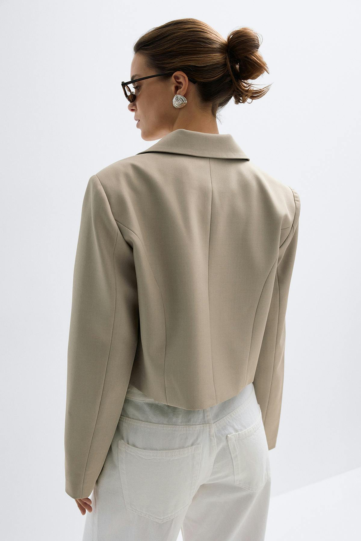 Short double breasted blazer - Sand beige