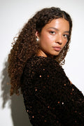 Shaped sequin top - Marron foncé