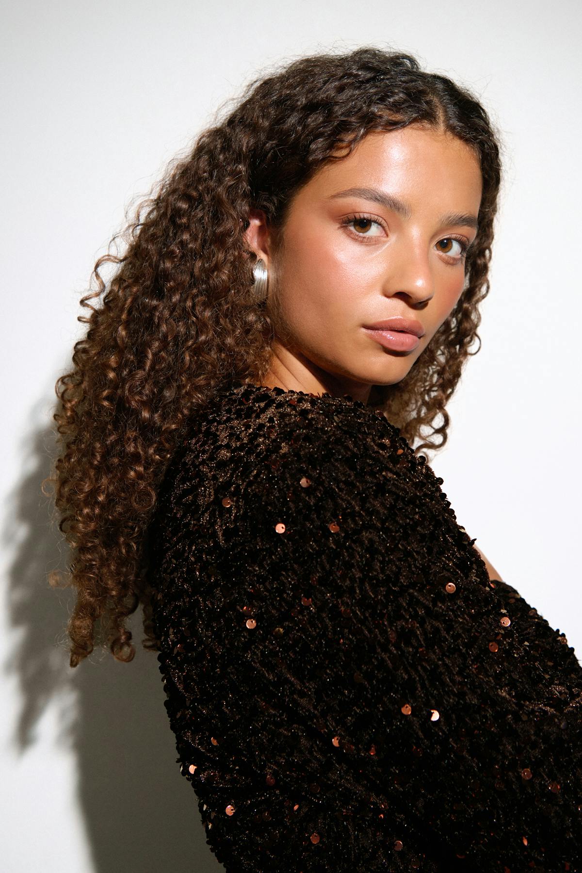 Shaped sequin top - Marron foncé