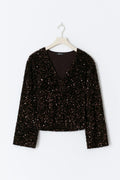 Shaped sequin top - Marron foncé