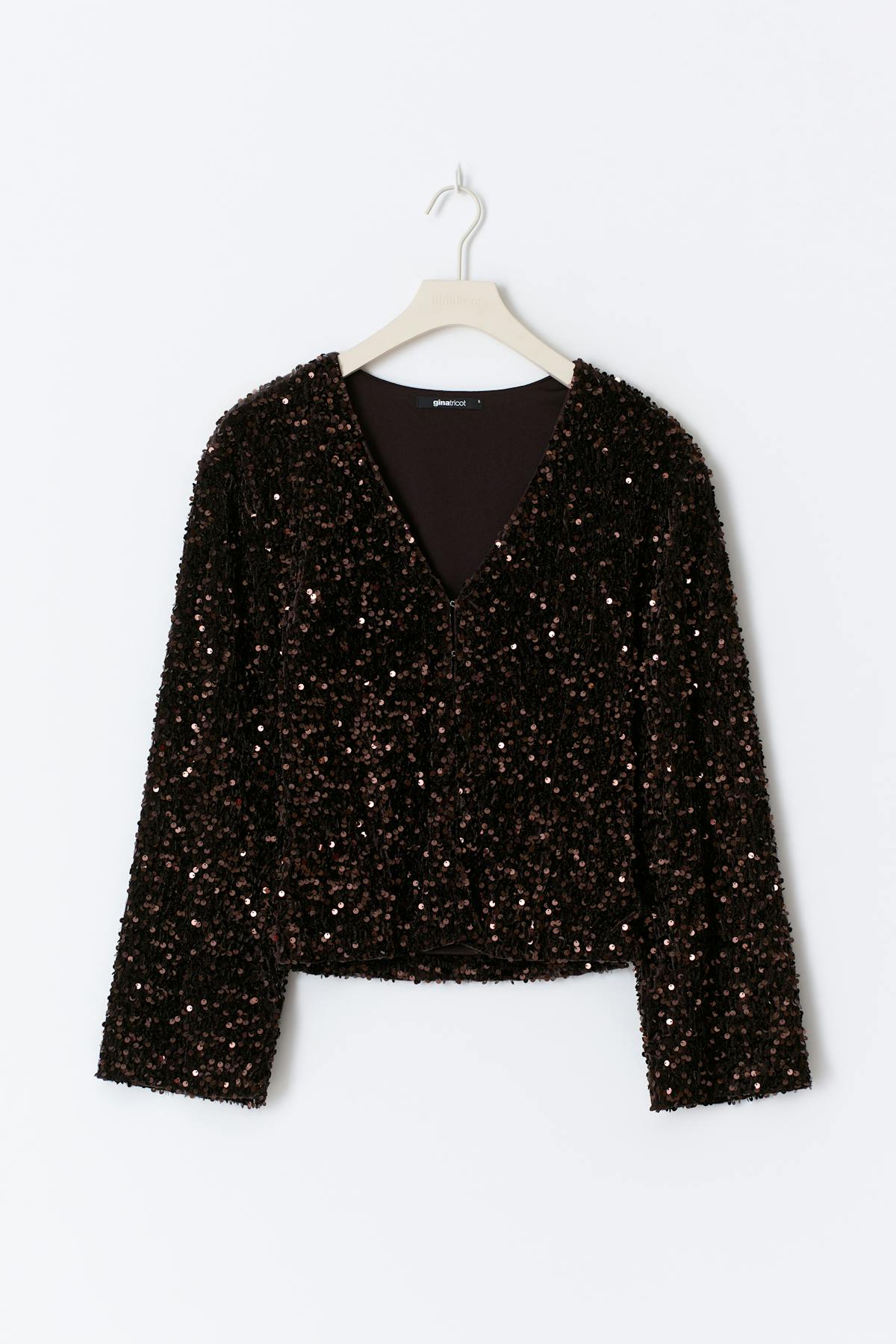 Shaped sequin top - Marron foncé