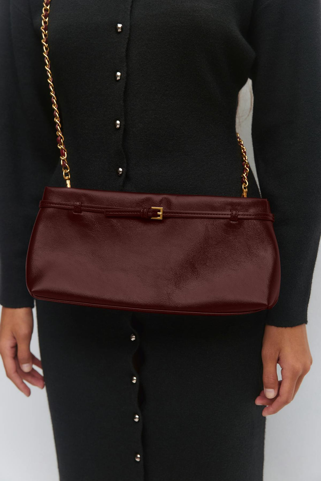 Chain strap clutch bag - Rouge foncé